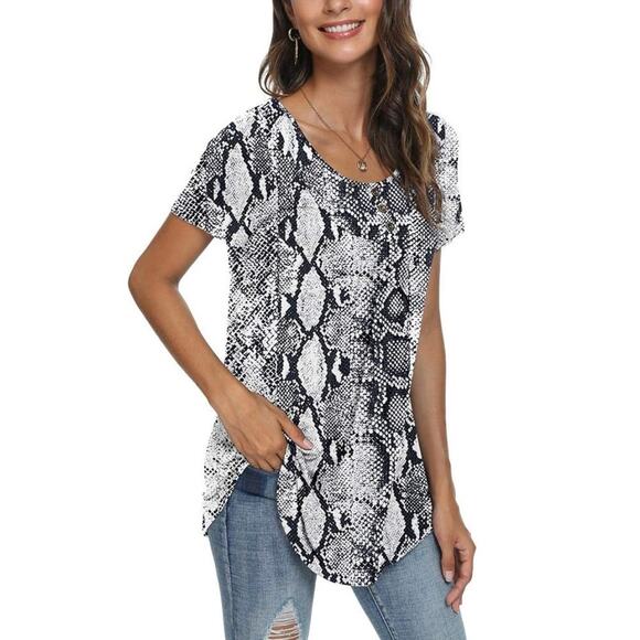 Popyoung Plus Size 3XL Snakeskin Blouse Tunic Rayon Spandex Top - Picture 2 of 11